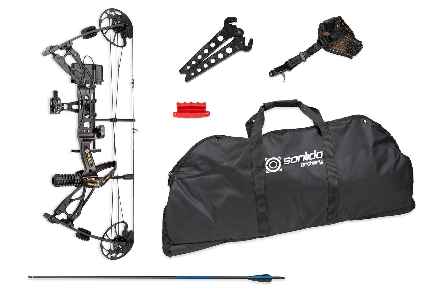 Kladkový luk Sanlida Dragon X8 PRO Package 18 -31", 10-70# se spouštěčem a 12 šípy