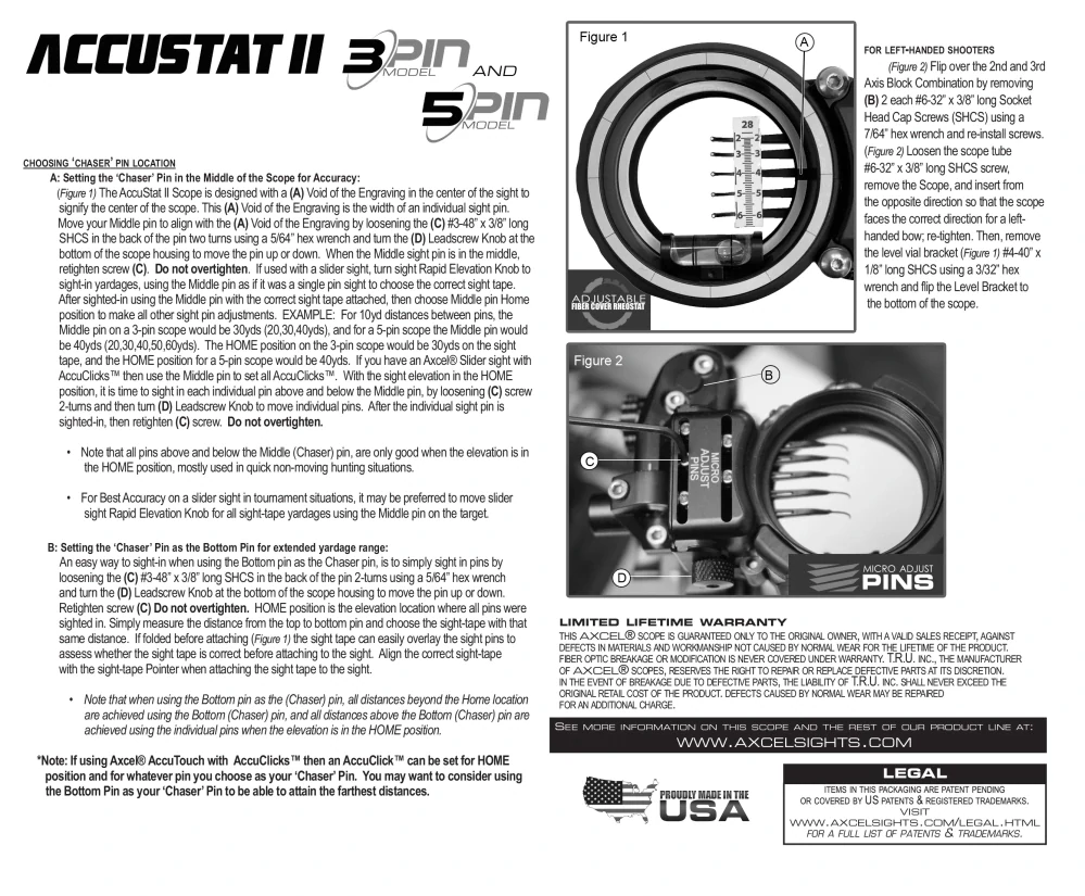 Mířidla Axcel Landslyde Carbon Pro with Accustat II 5 pin .019"