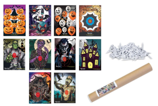 Papírové terče 10 x Haloween + 50 ks připínáčků